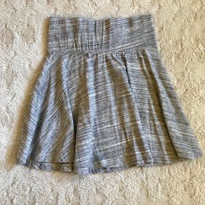 Gray and white striped high wasted mini skirt